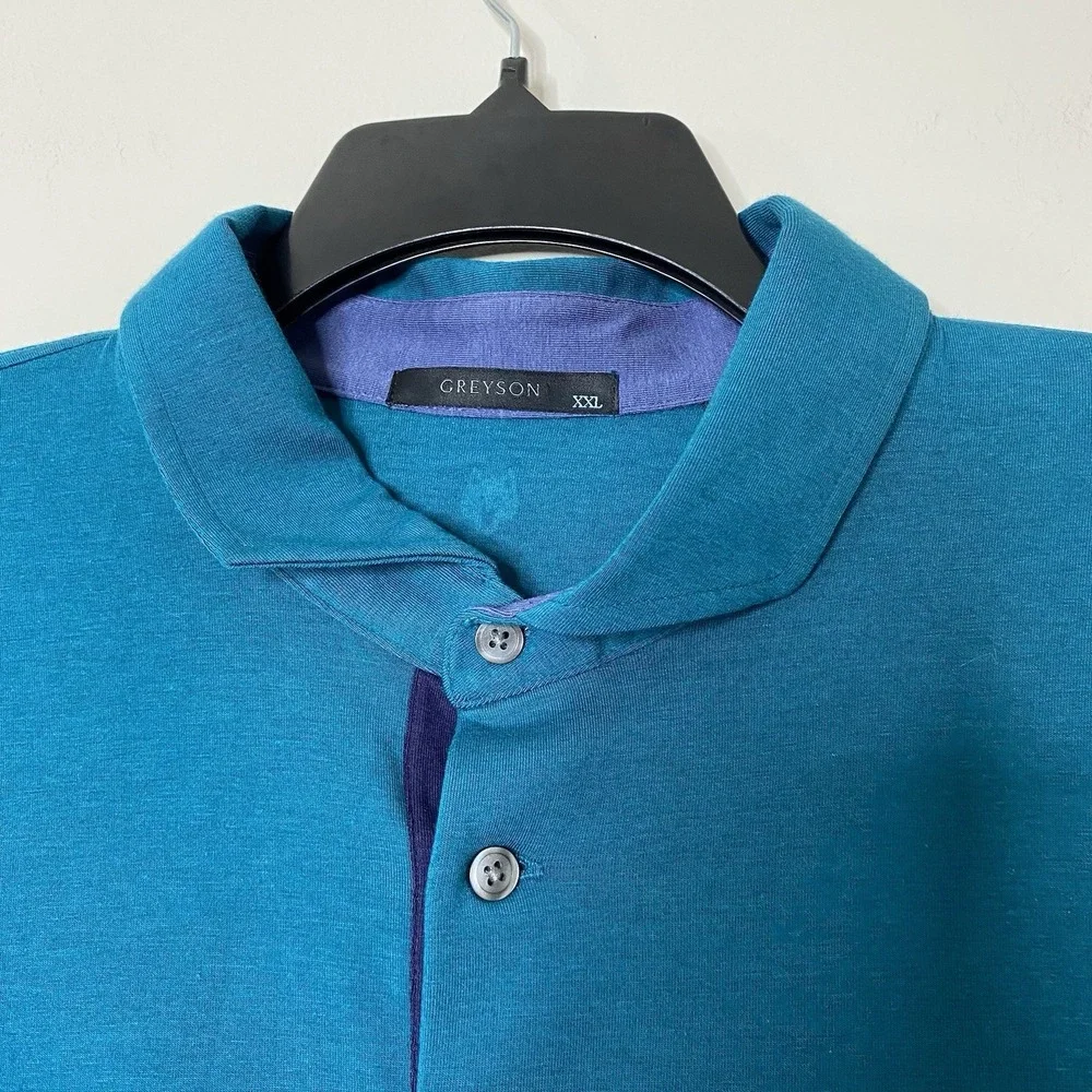 Greyson Apache II Long Sleeve‎ polo Shirt Men's XXL Fiddle Teal Green